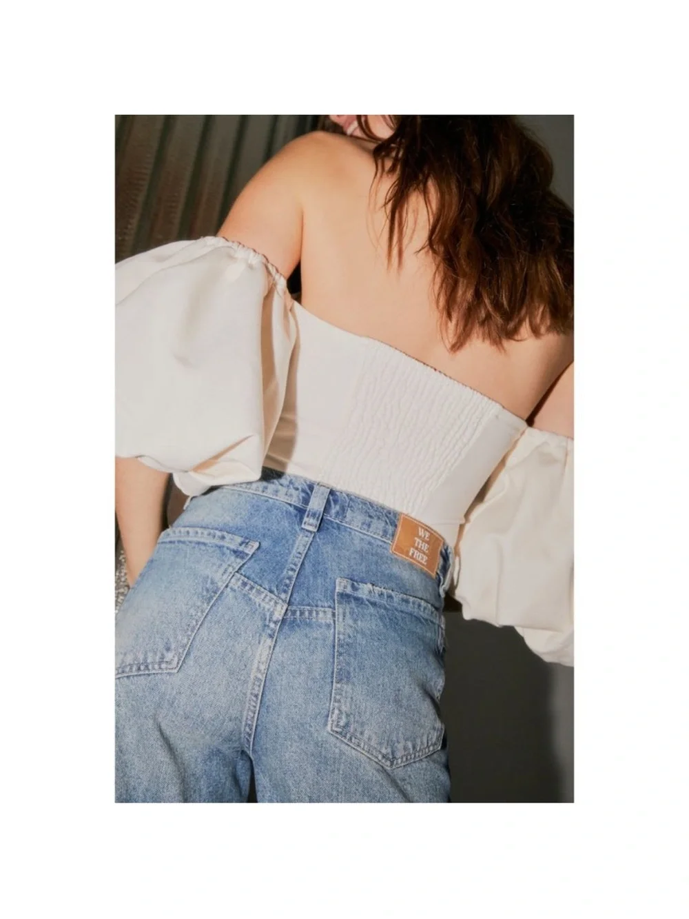 Free People Cream Off-Shoulder Puff Sleeve Camisole Top